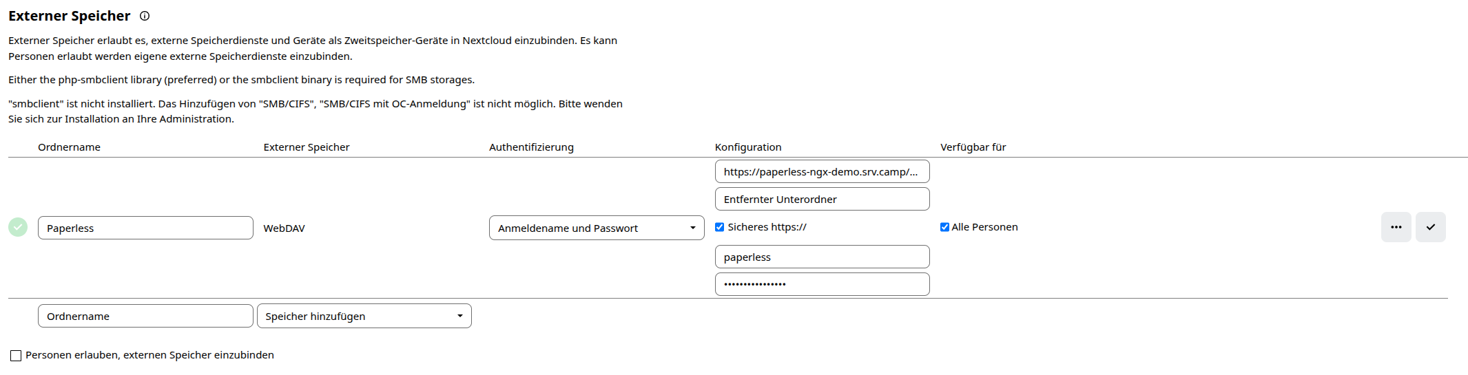 Nextcloud Paperless-ngx as WebDAV storage
