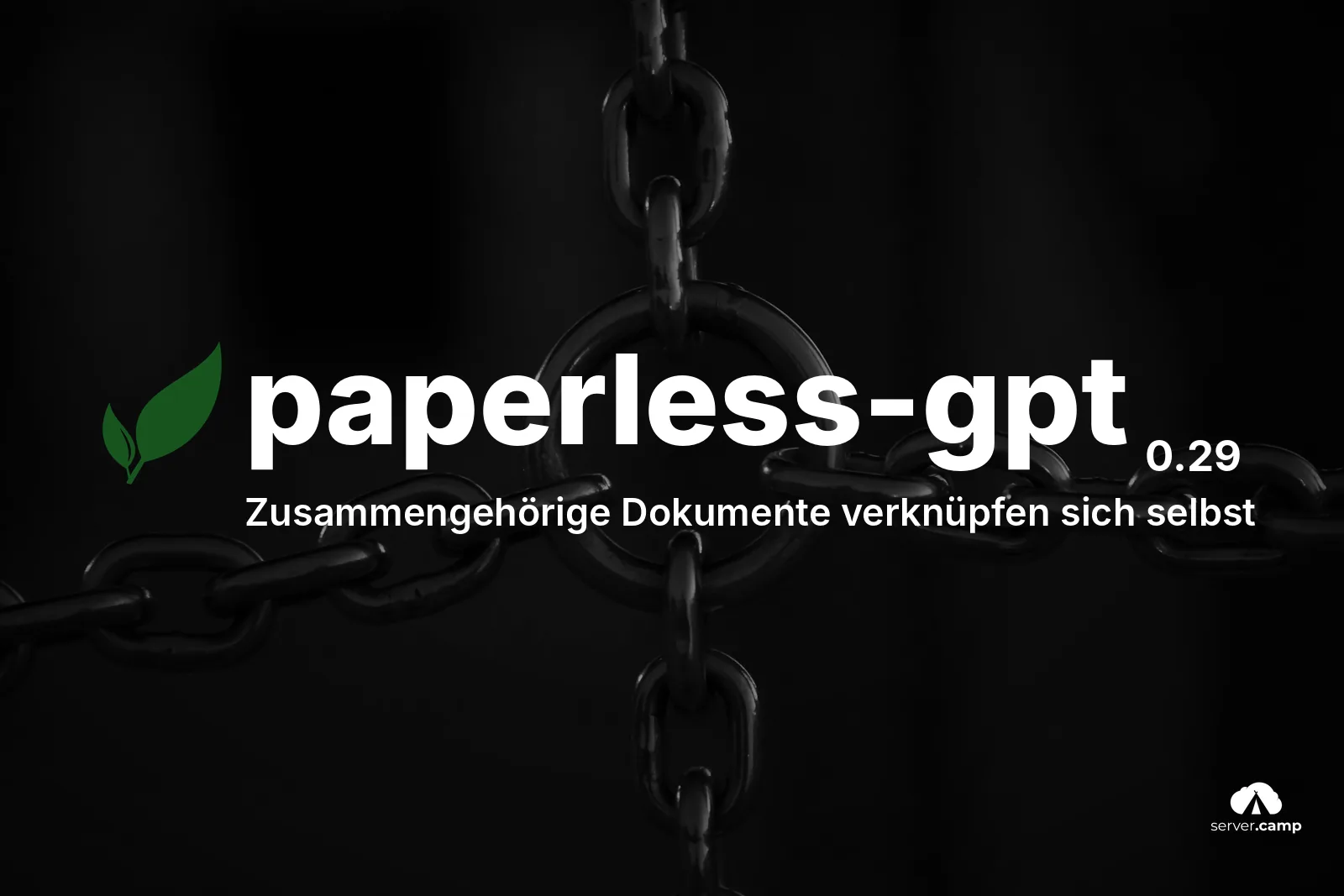 Schwere Eisenketten, die in einem zentralen Ring zusammenlaufen – paperless-gpt 0.29 verknüpft zusammengehörige Dokumente in Paperless-ngx