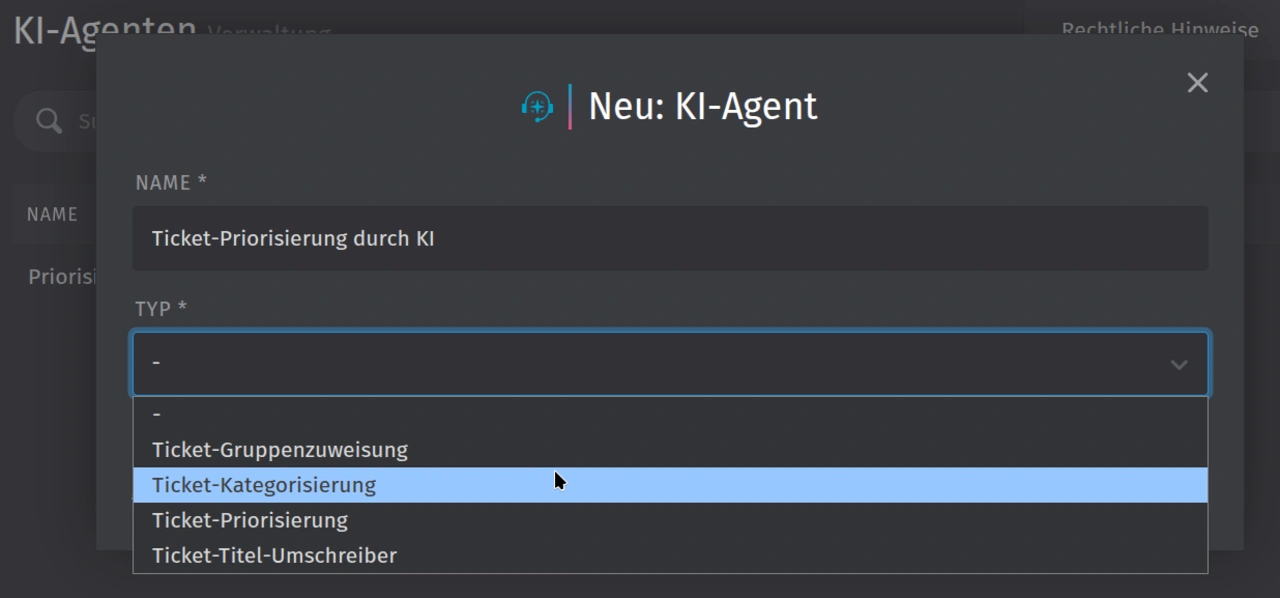 Screenshot: KI-Agenten in Zammad 7