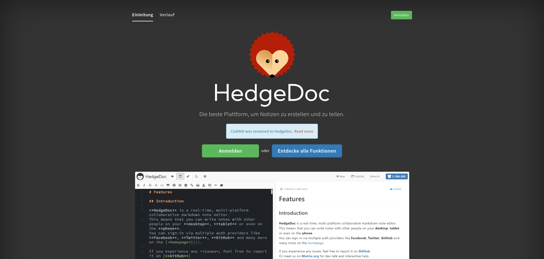 HedgeDoc Screenshot