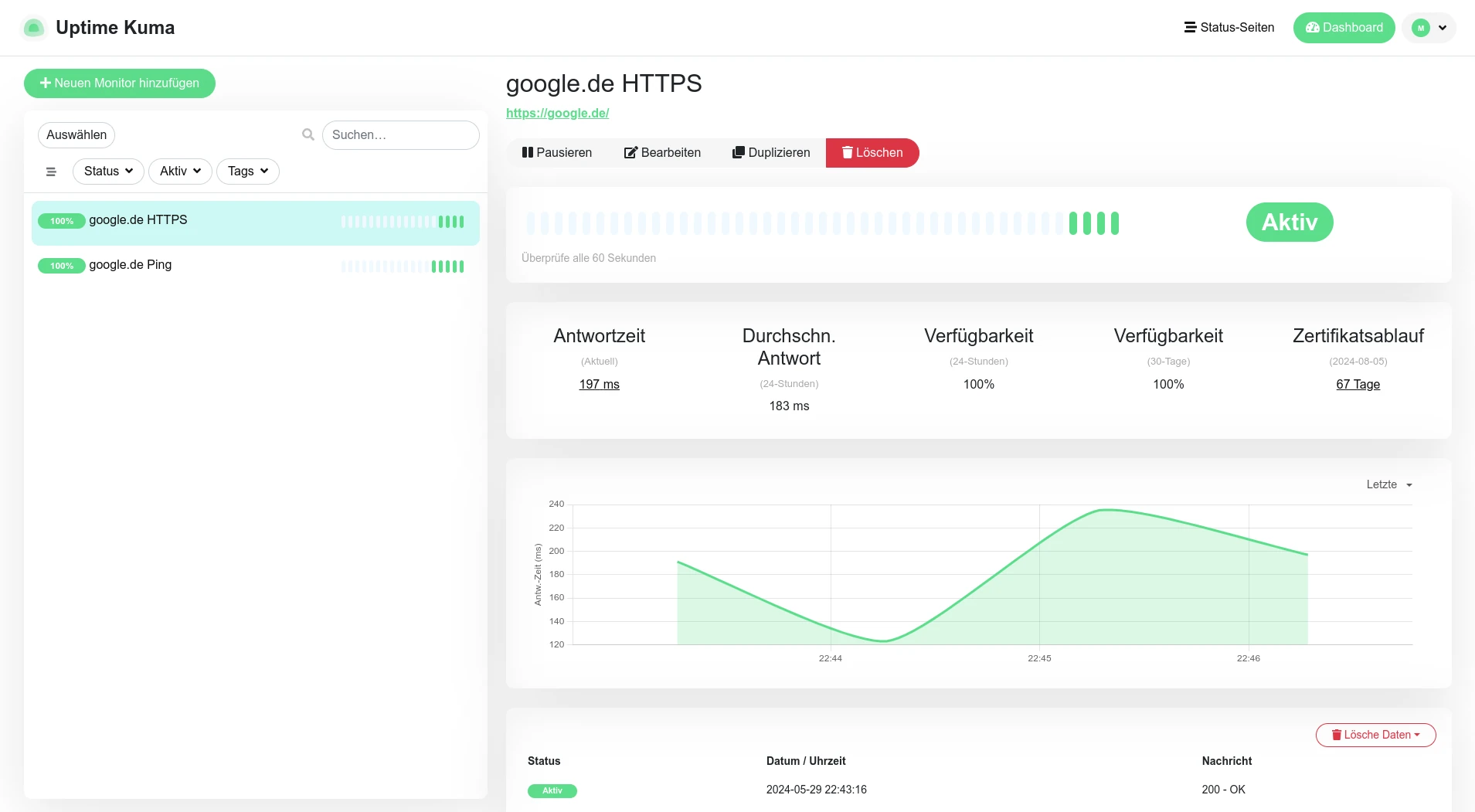 Uptime Kuma Screenshot