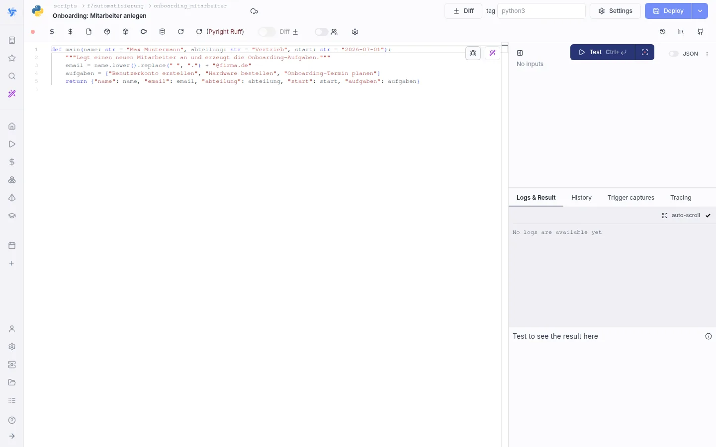 Skript-Editor: aus Python-Code werden Oberflächen, APIs und Jobs